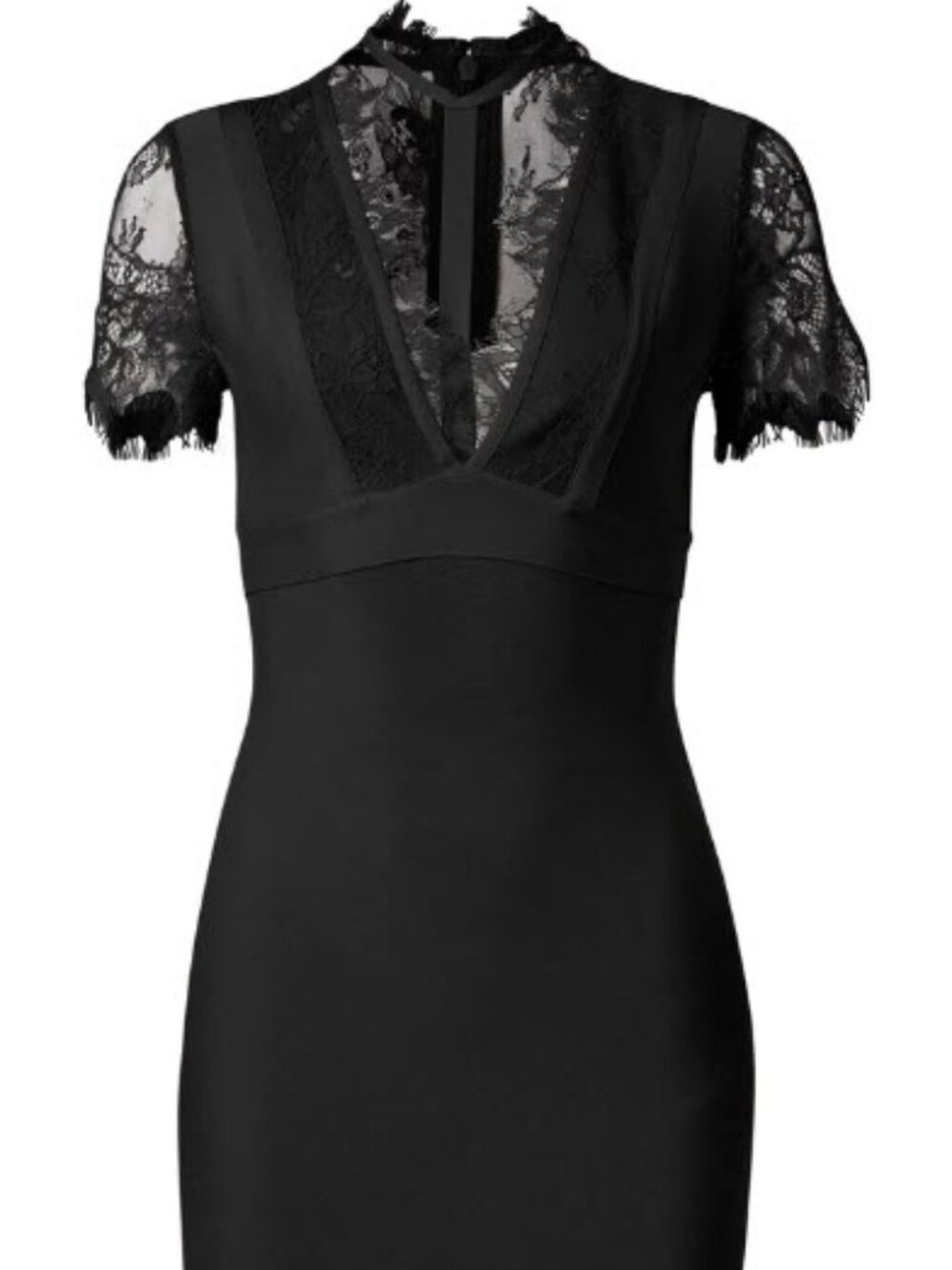NWT VENUS Black Lace-Trim Midi Dress with Ruffle Hem
